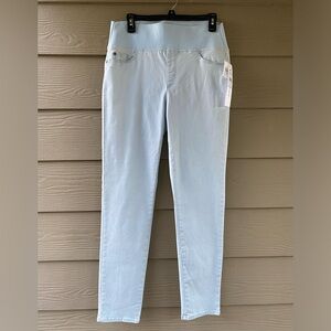 Foxcroft MeMe's Slimming Nina Stretch Light Blue Pull-On Ankle Jeans Sz 12